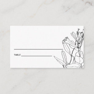 MODERN BLACK WHITE LINE TECKNING BLOMMIGT PLACE CA VISITKORT