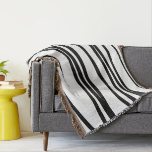 Modern Black & White Linjer Abstrakt Art Filt
