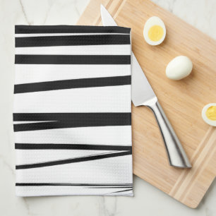 Modern Black & White Linjer Abstrakt Art Kökshandduk