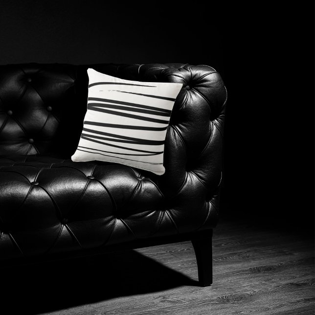 Modern Black & White Linjer Abstrakt Art Kudde (Skapare uppladdad)