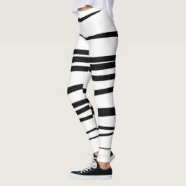Modern Black & White Linjer Abstrakt Art Leggings
