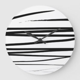 Modern Black & White Linjer Abstrakt Art Stor Klocka