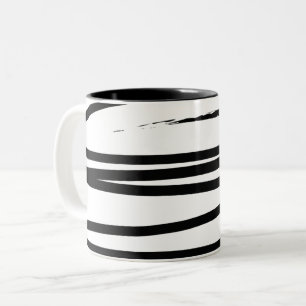 Modern Black & White Linjer Abstrakt Art Två-Tonad Mugg