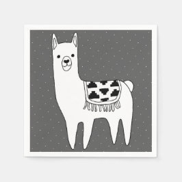 Modern Black & White Llama Sketch Pappersservett