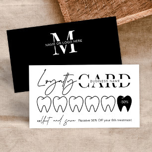Modern Black White Logotyp Orthodontist Dentist Lojalitetskort