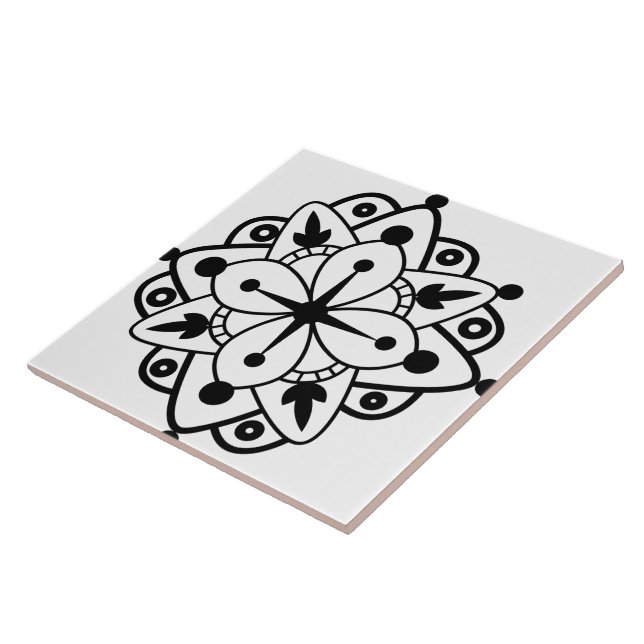 Modern Black White Mandala Marble Ceramic Tile Kakelplatta (Sidan)