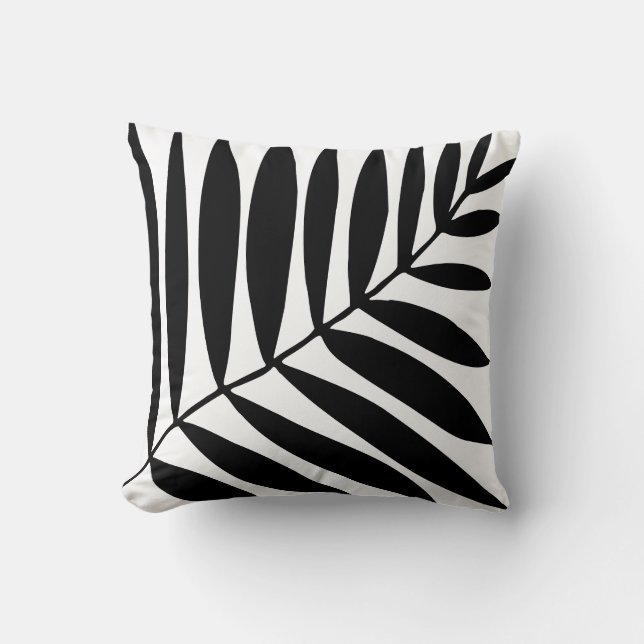 Modern Black White Minimal Botanical Plant Handfla Kudde (Framsida)