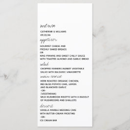 Modern Black & White Minimalist Script Wedding Meny