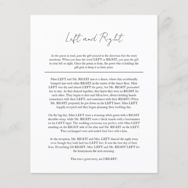 Modern Black White-Möhippa Lämnat spel för Höger Flygblad (Framsidan)