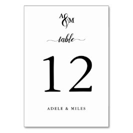 Modern Black & White Monogram Bröllop Bordsnummer