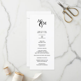 Modern Black & White Monogram Bröllop Program