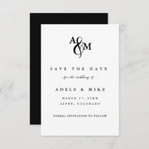 Modern Black & White Monogram Bröllop