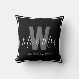 Modern Black White, Monogram Gräns Date Kudde