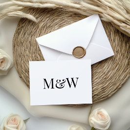 Modern Black & White Monogram Initialer Bröllop Inbjudningar