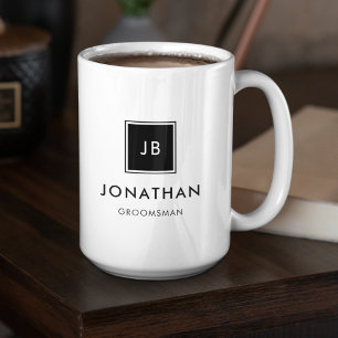 Modern Black & White Monogram Initialer Marskalkar Kaffemugg