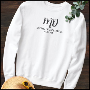 Modern Black & White Monogram Make & Wife Namn T Shirt