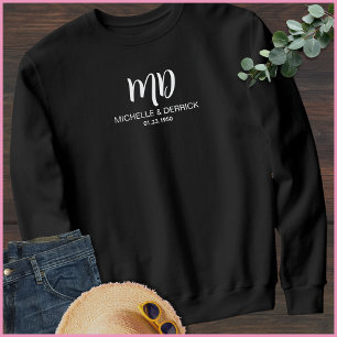 Modern Black & White Monogram Namn Make Lång Ärmad Tröja