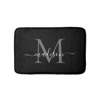 Modern Black White Monogram Script Elegant Girly
