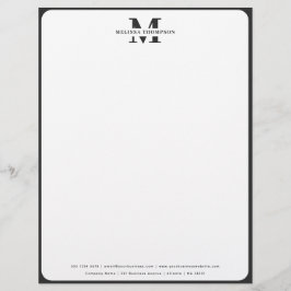 Modern Black & White Monogrammed Letterhead Brevhuvud