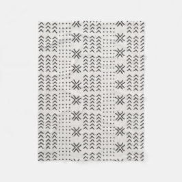 Modern Black White Mudcloth African Mönster Fleecefilt