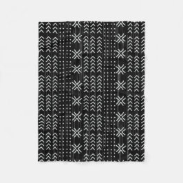 Modern Black White Mudcloth African Mönster Fleecefilt