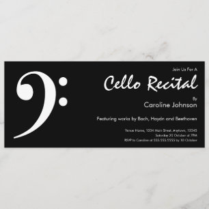 Modern Black White Music Cello Concert Skäl Inbjudningar