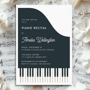 Modern Black White Music Piano Skäl Inbjudningar
