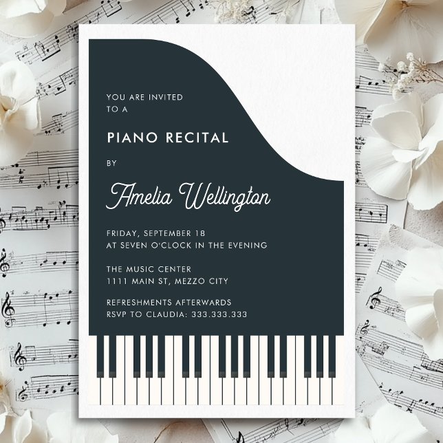 Modern Black White Music Piano Skäl Inbjudningar (Skapare uppladdad)