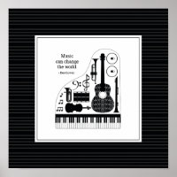 Modern Black & White Musical Instruments Mönster