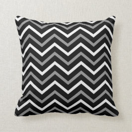 Modern Black White och Grått Chevron Mönster Zigza Kudde