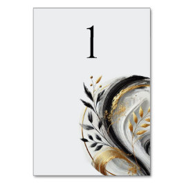 Modern Black White och Guld- Botaniskt- Bordsnummer
