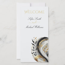 Modern Black White och Guld Bröllop Botanical-