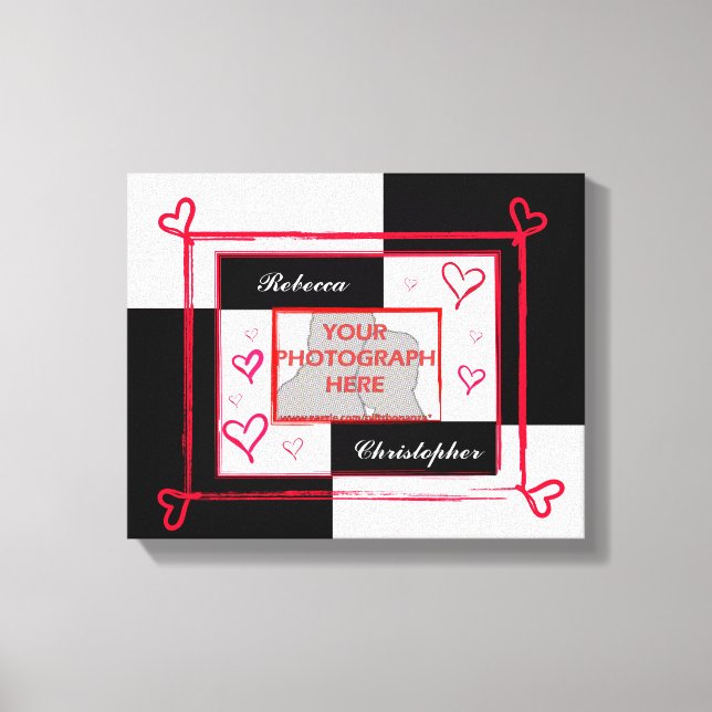 Modern Black White och Red Kärlek Photo Ram Canvas (Framsida)