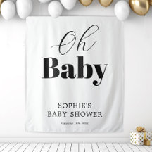 Modern Black White Oh Baby Shower