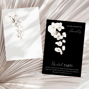 Modern Black White Orchids Blommigt Brudens sida Inbjudningar