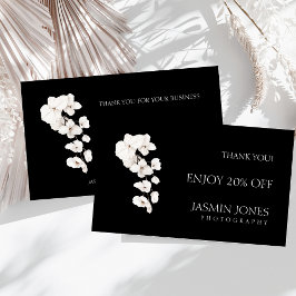 Modern Black White Orchids Blommigt Business Rabattkort