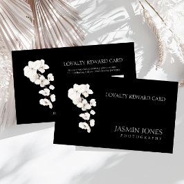Modern Black White Orchids Blommigt Business Rewar Lojalitetskort