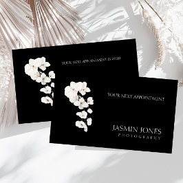 Modern Black White Orchids Blommigt Business Tidsbeställning Kort