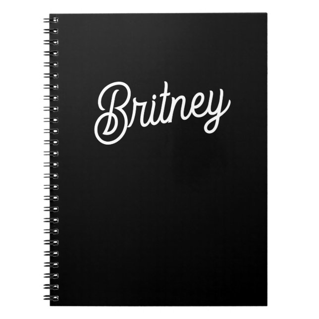 Modern Black White Personlig Monogram och Namn Anteckningsbok (Framsidan)