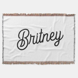 Modern Black White Personlig Monogram och Namn Filt