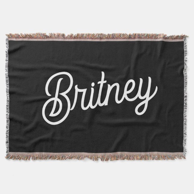 Modern Black White Personlig Monogram och Namn Filt (Framsidan)