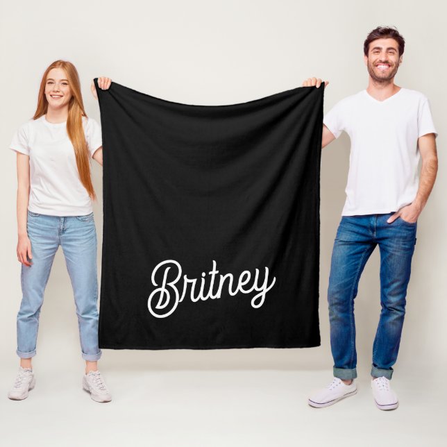 Modern Black White Personlig Monogram och Namn Fleecefilt (På plats)