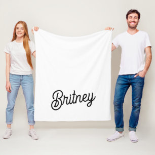 Modern Black White Personlig Monogram och Namn Fleecefilt