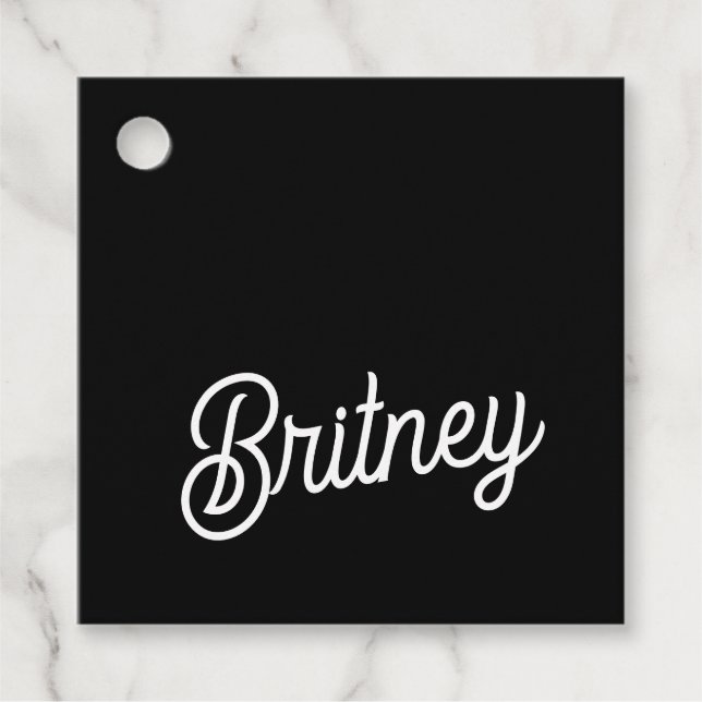 Modern Black White Personlig Monogram och Namn Gåvor Etiketter (Framsida)