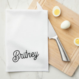 Modern Black White Personlig Monogram och Namn Kökshandduk