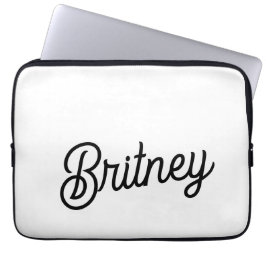 Modern Black White Personlig Monogram och Namn Laptop Fodral