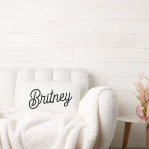 Modern Black White Personlig Monogram och Namn Lumbarkudde