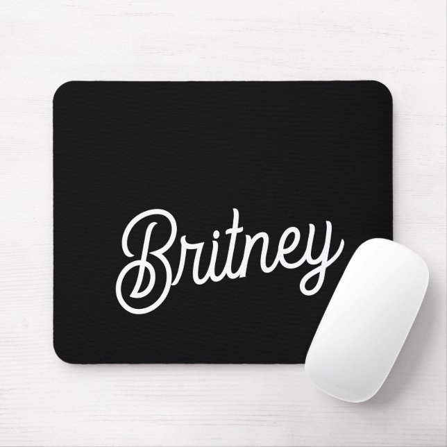 Modern Black White Personlig Monogram och Namn Musmatta (Med mus)