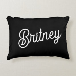 Modern Black White Personlig Monogram och Namn Prydnadskudde