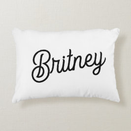 Modern Black White Personlig Monogram och Namn Prydnadskudde